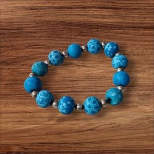 Vera Bradley Bracelet, Clay Beads, Turquoise, Silver spacers NWOT